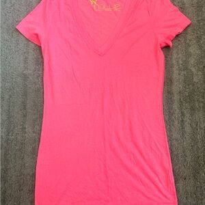 Nollie Bright Pink V-Neck Tee